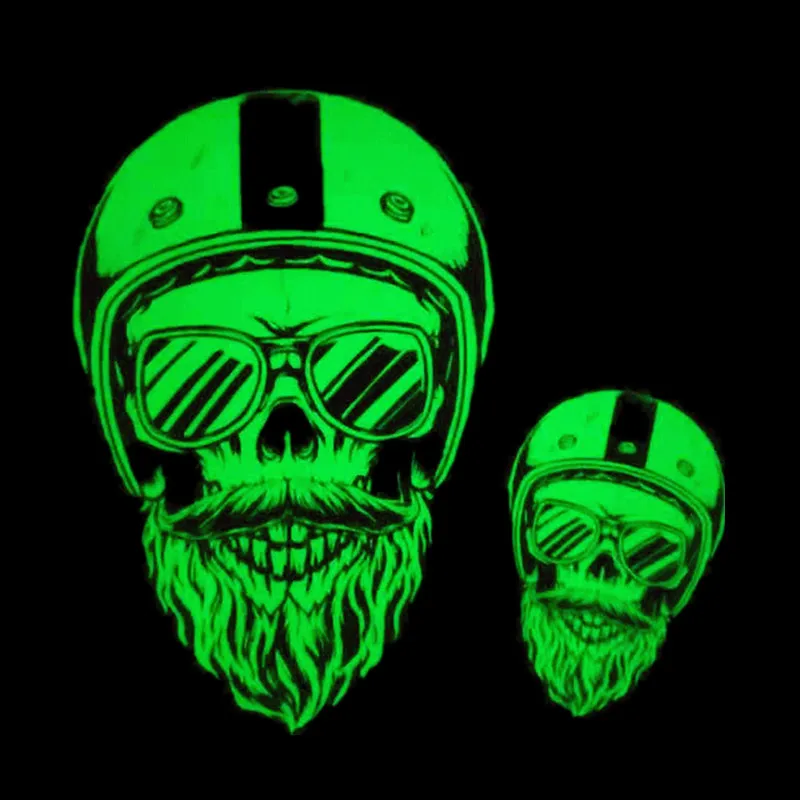 

Bikers Skull Patches Noctilucent Stickers for Clothes Thermal Transfer Printing Pattern DIY Decoration Luminous Style Punk Patch