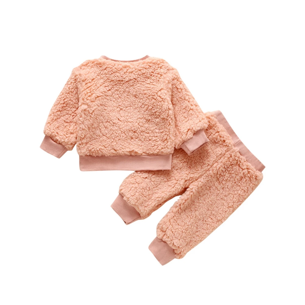 

Comfortable and stylish Baby Girls Boys Clothing Newborn Kids Girls Outfits Clothes Fur Long-sleeved Top + Plush Trousers Suit