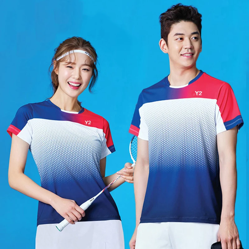 

Женская быстросохнущая дышащая легкая спортивная одежда для бадминтона с коротким рукавом для настольного тенниса мужские тренировочные ...