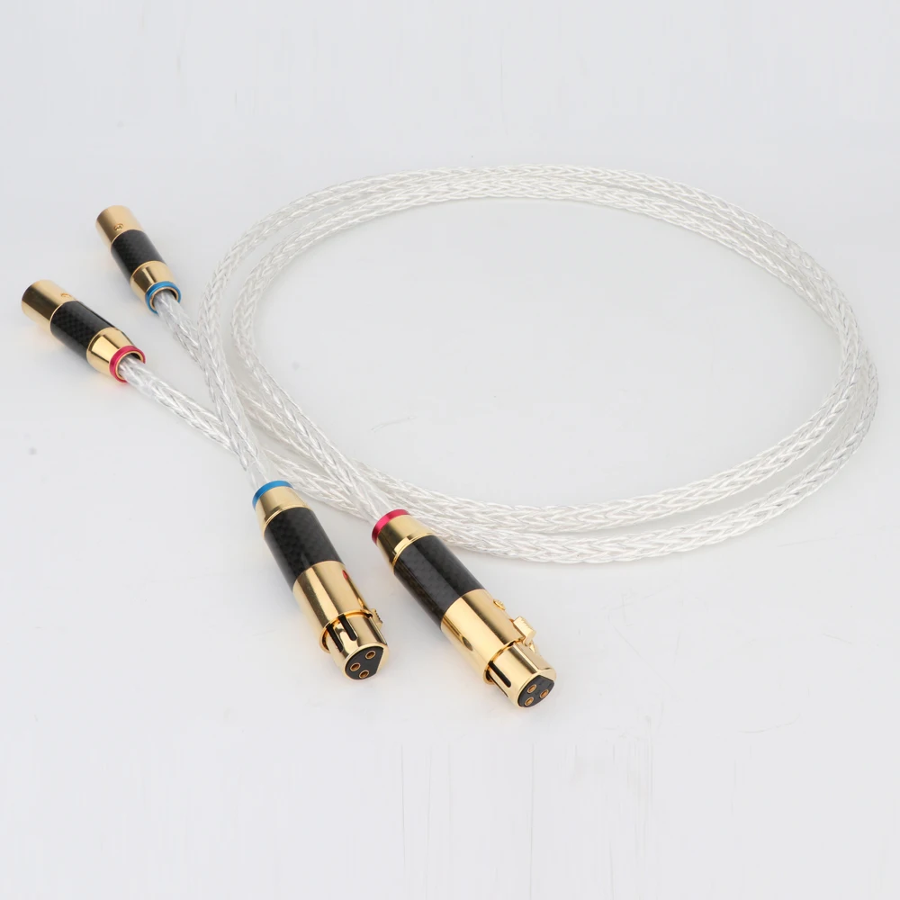 

Monosaudio 8AG OCC Silver Plated Balanced Audio Cable With Black Carbon Fiber Male Female Plug HIFI Interconnect Cable