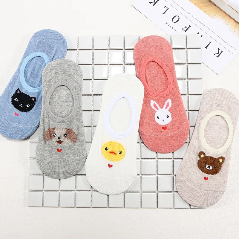 5 пар, женские короткие носки Amozae, милые хлопковые женские Носки с рисунком Kawaii, повседневные женские короткие носки, забавные женские носки