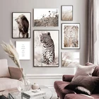 Скандинавский язычок в скандинавском стиле леопард лев декор для гостиной диван настенный Декор Картина качественная Картина на холсте постер домашний декор A921