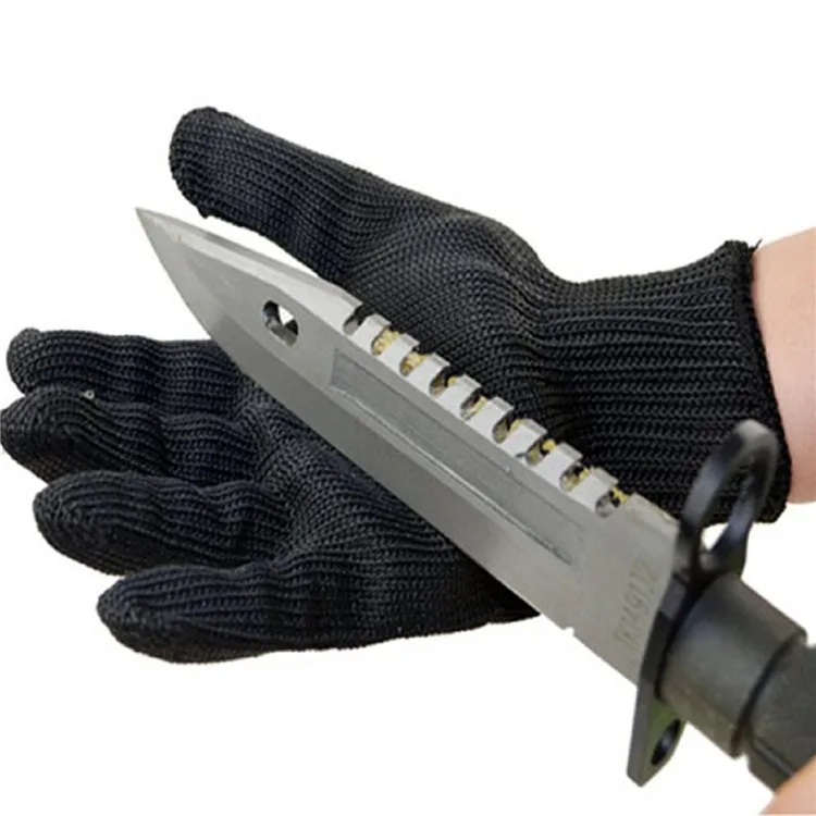 Black Gloves 1pair 5-уровневая более устойчивые к порезам перчатки анти-лезвие анти-нож устойчивые к порезам износостойкая Проволока из нержавеющей стали перчатки дополнение фабрики - Цвет: Black Gloves 1pair