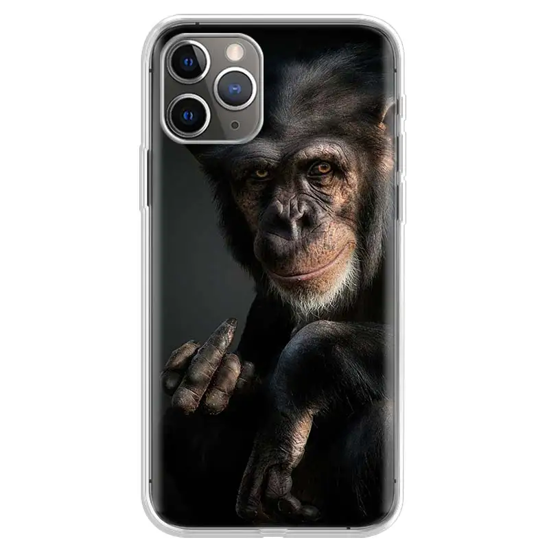 hot funny thinking monkey with headphone art soft phone case for iphone 11 12 13 pro max xr x xs mini apple 8 7 plus 6 6s se 5s free global shipping