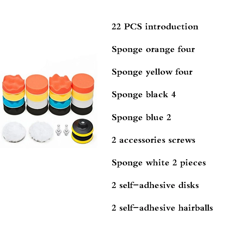

22 Pcs 3 Inch Polishing Pads Sponge Buffer Pads Set Kit Compound for Any Conventional M10 Drill Auto Car Polisher High Quality