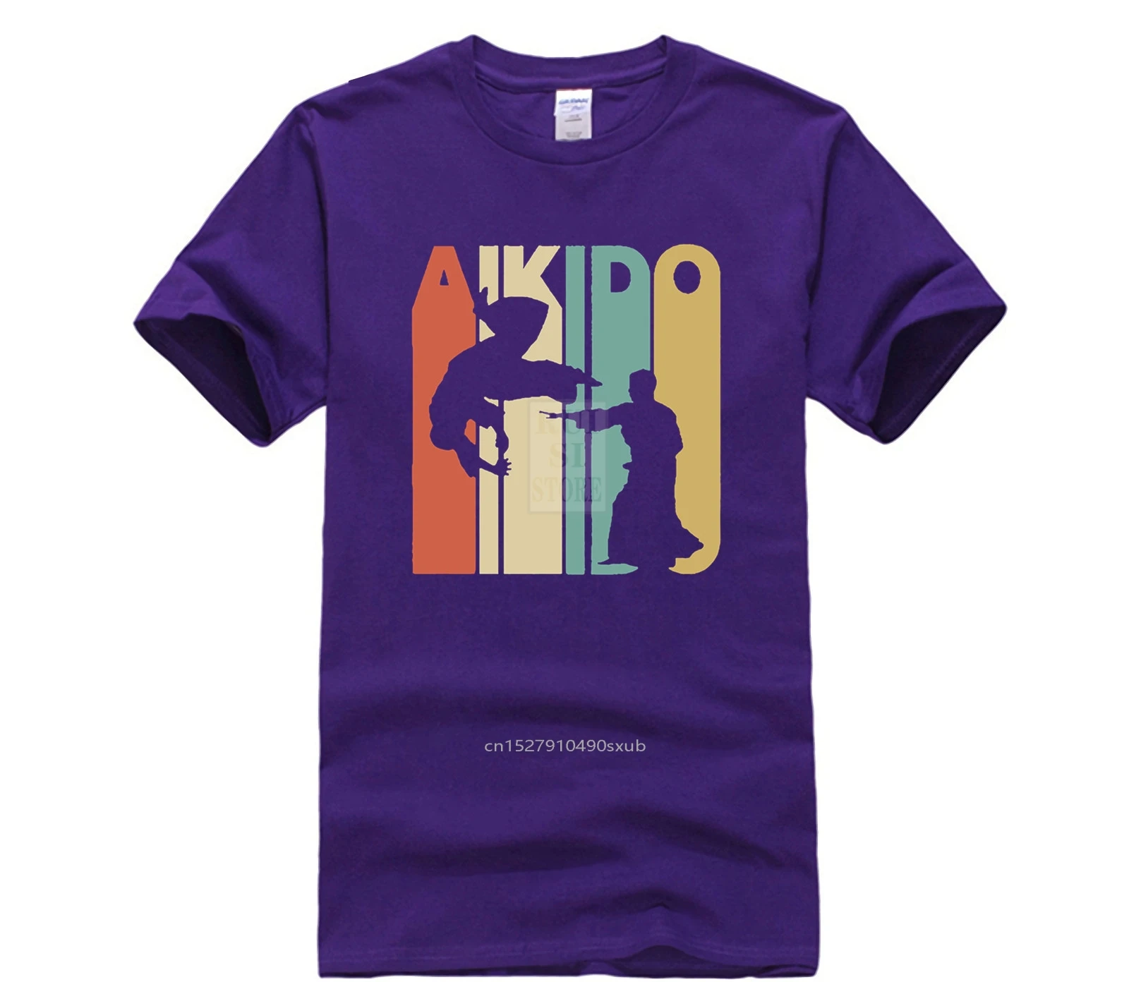 

summer T shirt for men Men Lkfi Kdji Funny Vintage Style Aikido Silhouette funny Fashion Printed men's T-Shirt