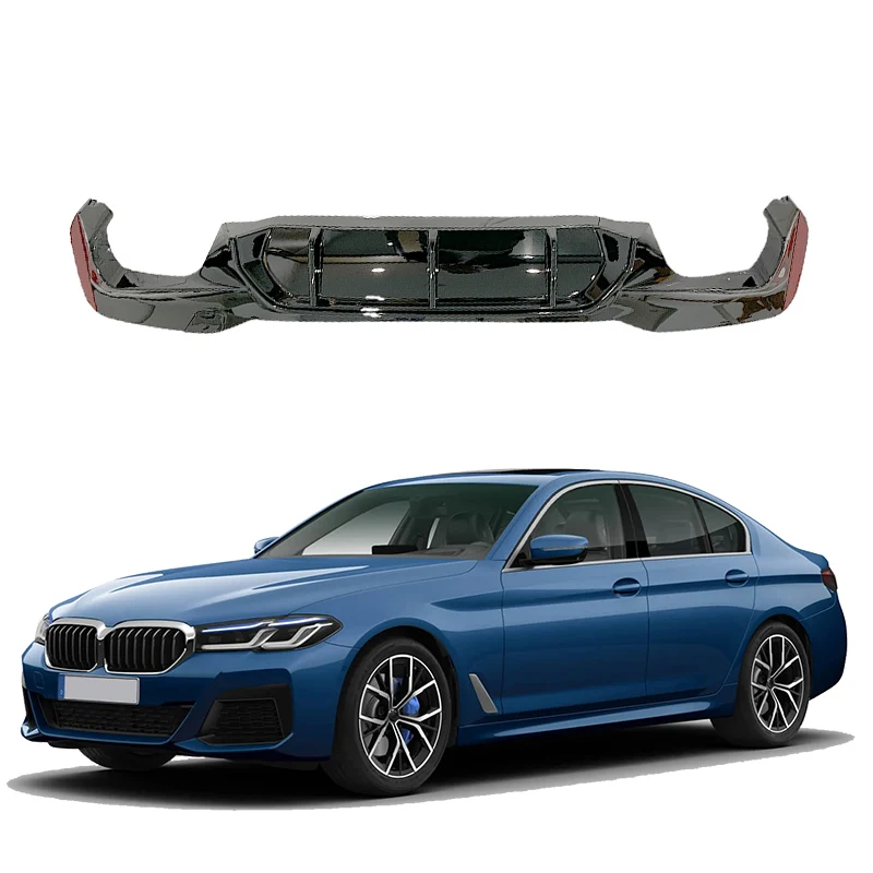 

Задний диффузор для BMW 5 серии G30 Facelift M5 M Sport 2017-2021, блеск для губ, черный спойлер, сплиттер, 2 выхлопных кузова