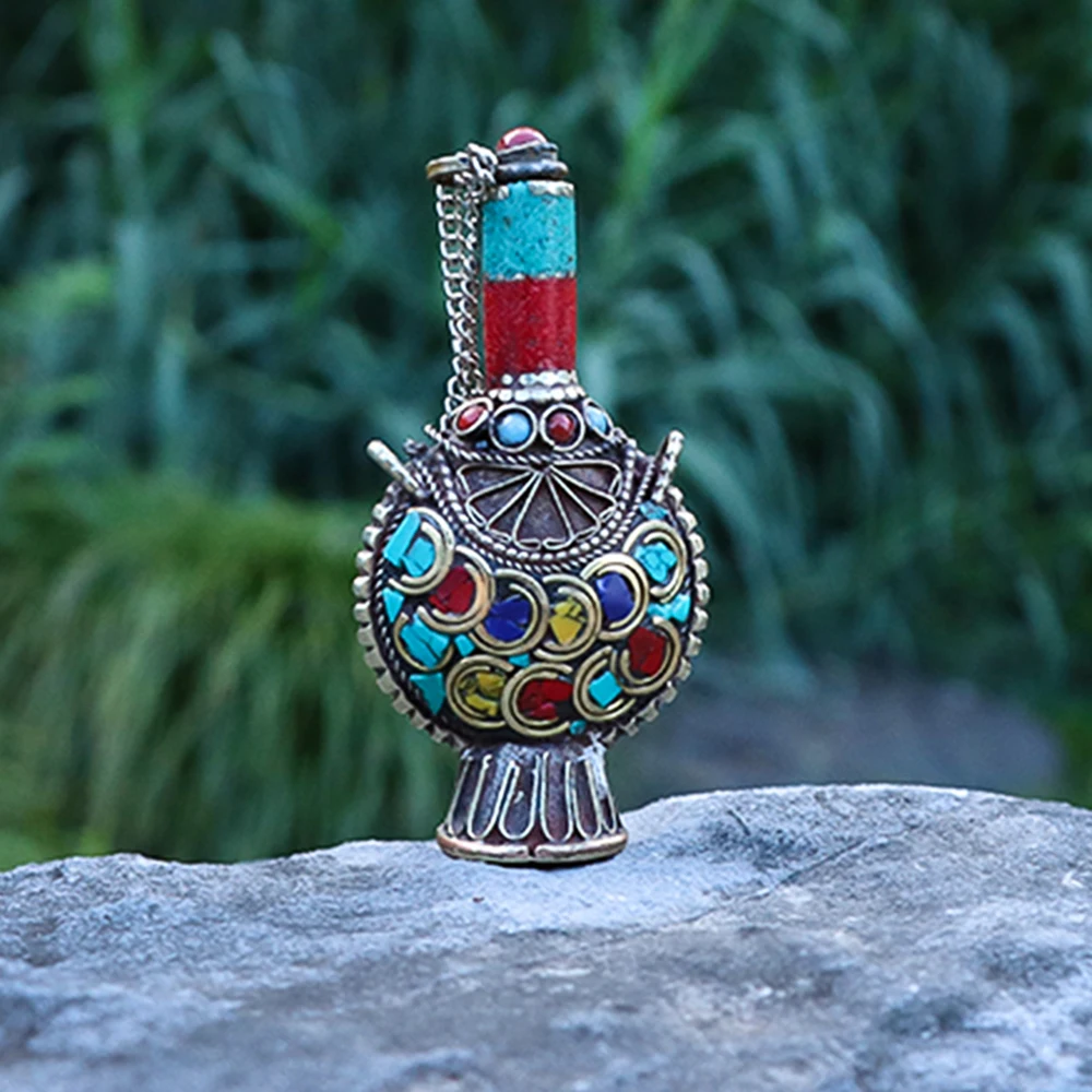 HORNET АНТИЧНЫЙ ТИБЕТСКИЙ латунный маленький табак кулон в виде бутылки дюйма 62 мм