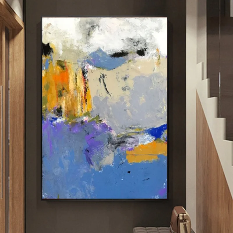 

Blue Decorative Painting Modern Abstract Modern Scandinavian Style Light Luxury Home Decor On Canvas Handmade Oil Painting