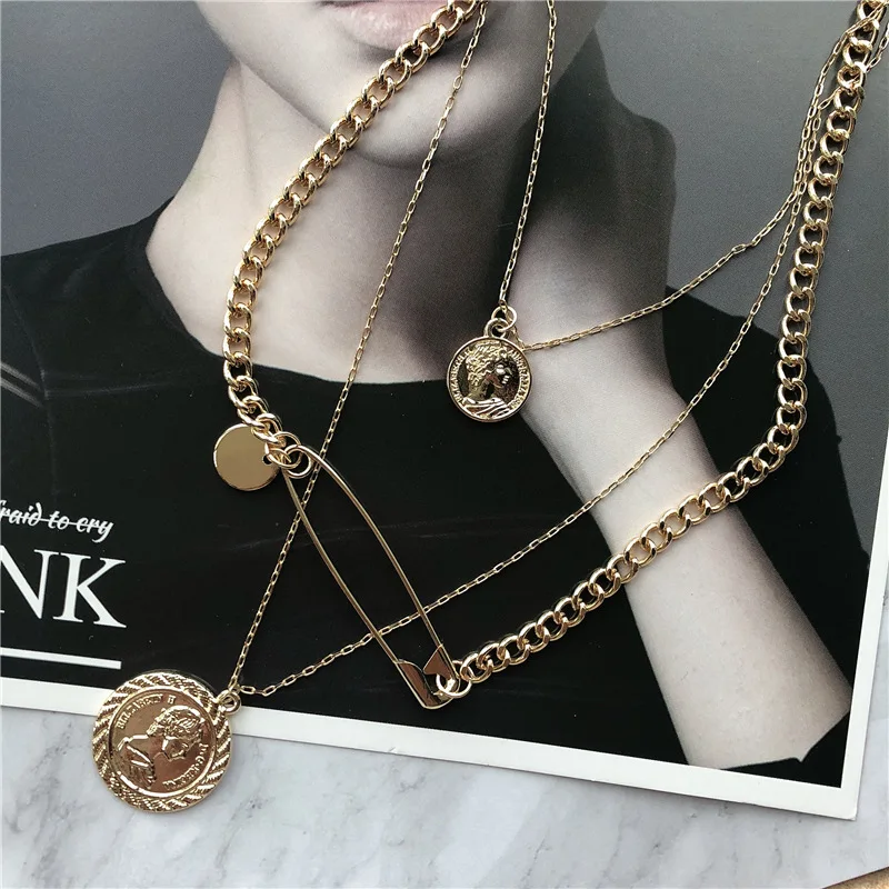 Новая мода Панк ветер монета портрет из нержавеющей стали кулон ожерелье