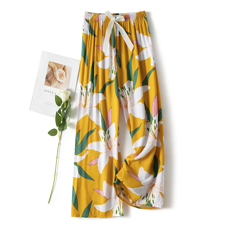 Осенняя Женская Хлопковая пижама штаны для сна Свободные повседневные пижамы