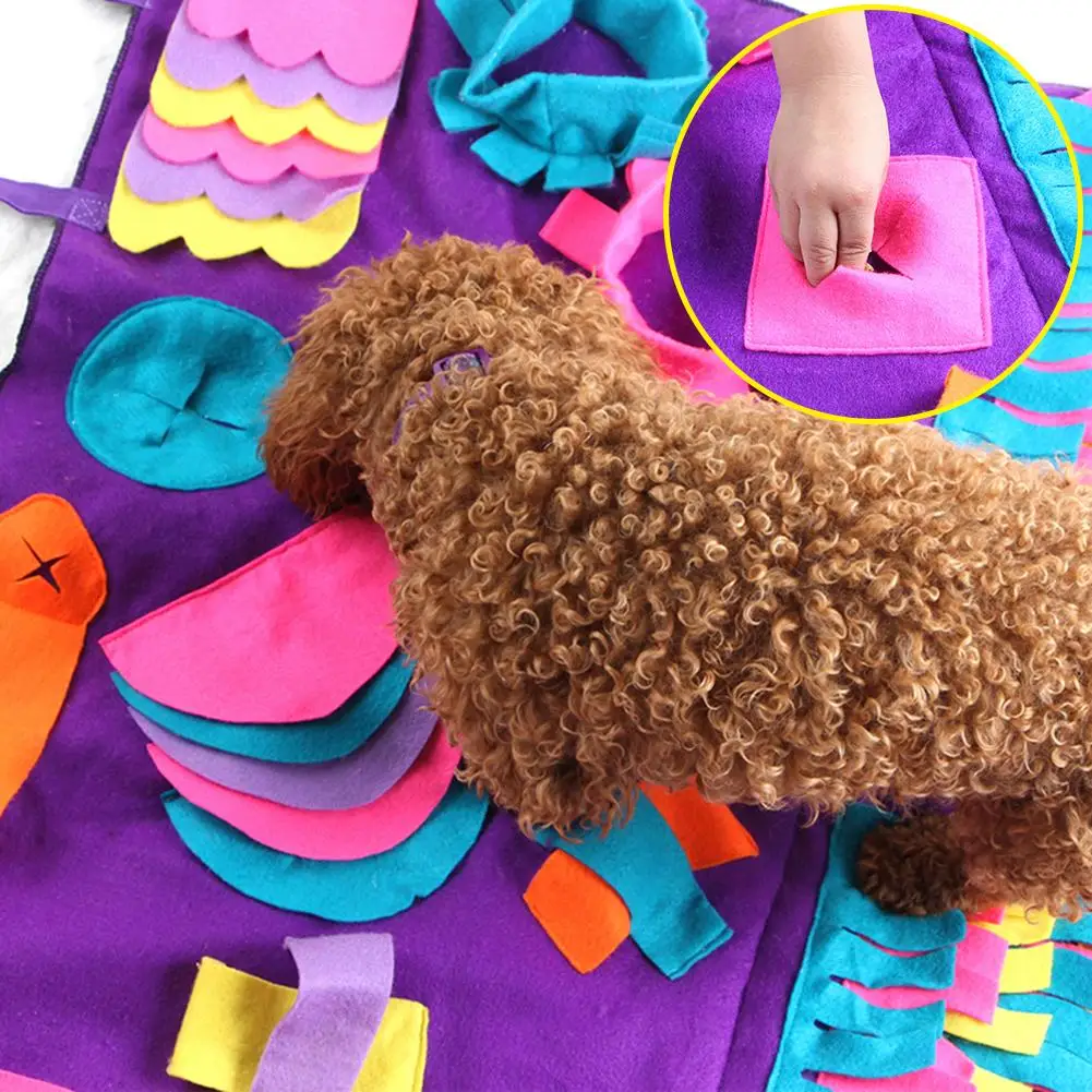 

Promotion New Pet Dog Snuffle Mat Sniffing Training Blanket Detachable Fleece Pads Relieve Stress Toy Nose Nosework Pad Puzzle