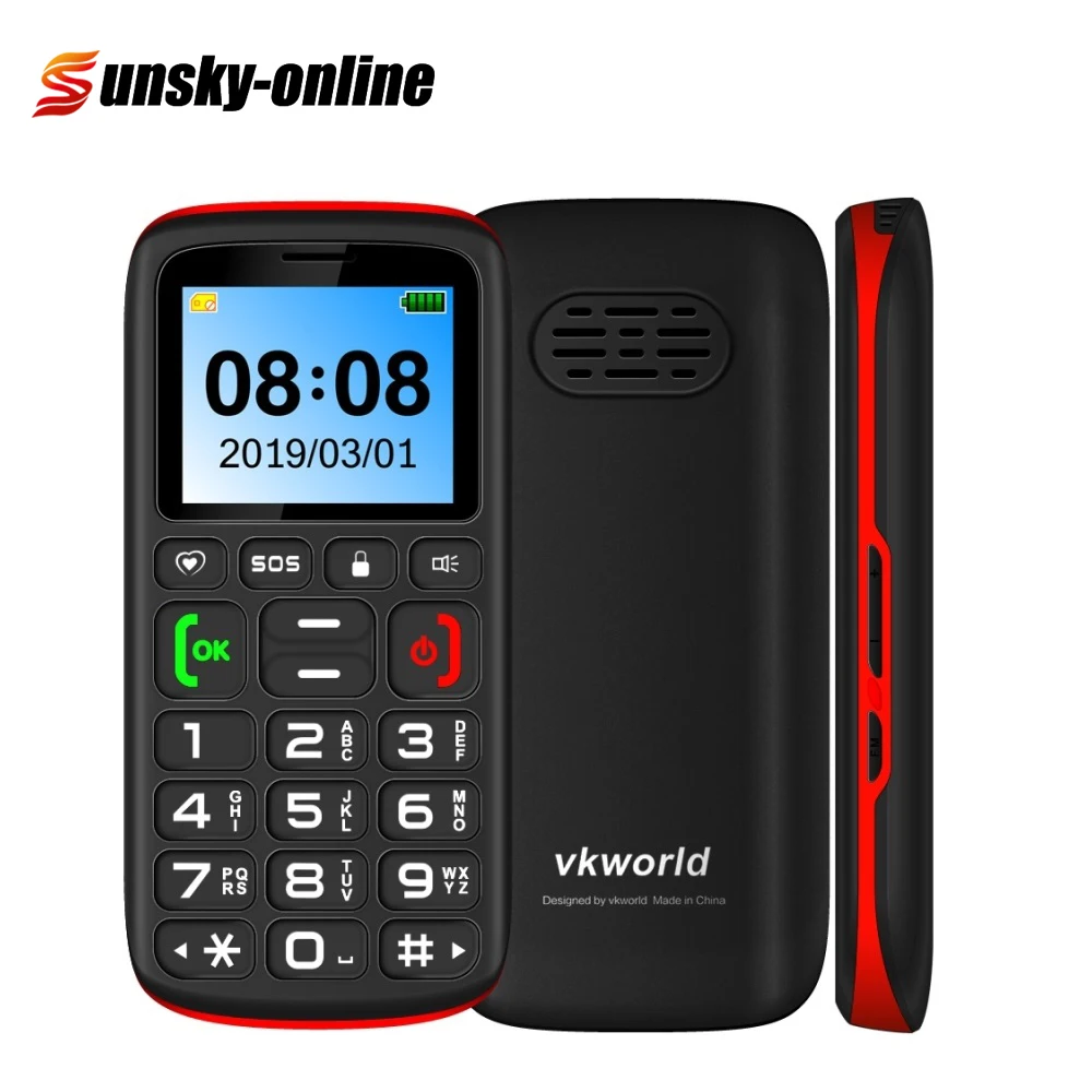 VKworld Z3 функция телефон 1,77 дюймов экран 1000 мАч батарея SOS, блокировка ключа, две sim-карты факел, Bluetooth, английская клавиатура мобильного телефона
