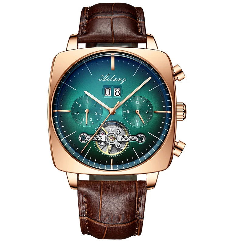 2021AILANG famous brand watch montre automatique luxe chronograph Square Large Dial Watch Hollow Waterproof mens fashion watches