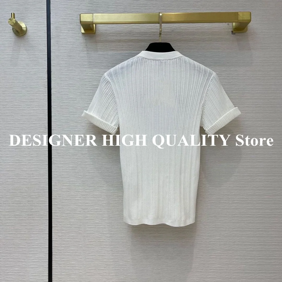 Женская трикотажная футболка с круглым вырезом на пуговицах лето | одежда