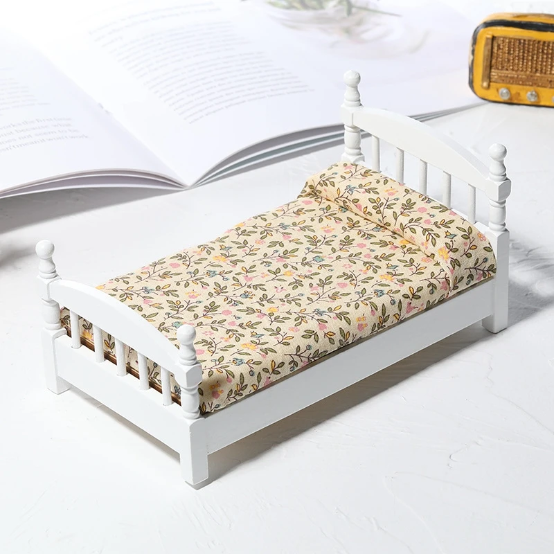 

1:12 Mini Doll Bed for Dolls Bedroom Dollhouse Furniture Dollhouse Child Toy for Children Doll Wooden Toys Dollhouse Miniature