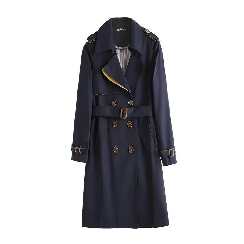 

2021 spring and Autumn New Korean windbreaker women's middle and long fashion temperament popular slim coat windbreaker