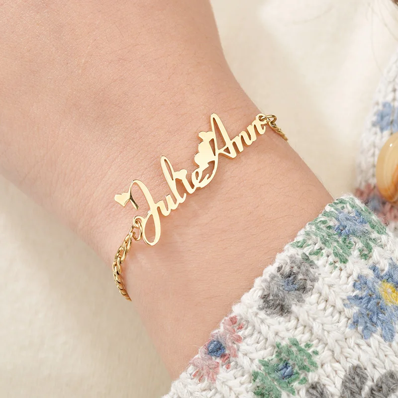 Custom Stainless Steel Personalized Baby Girl Boy Name Bracelet Handmade Letter Piercing Bangle Jewelry Birthday Gift | Украшения и