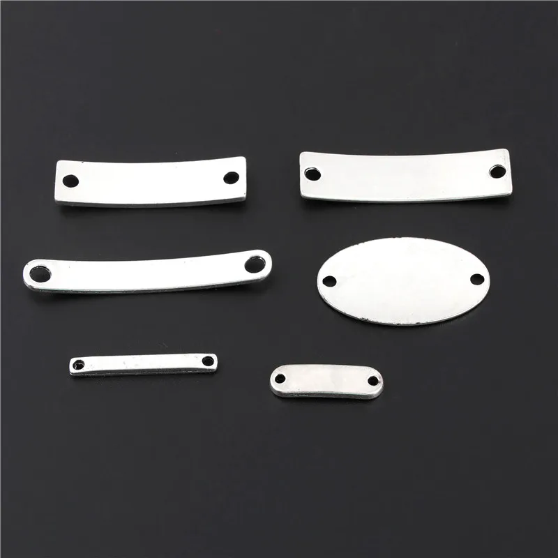 12 шт. Смешанные Серебряные двухсторонние прямоугольные Подвески штампованные