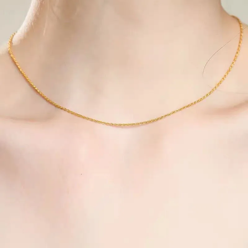 CHUHAN Jewelry 18k Gold Twisted chain AU750 Real Gold Hemp rope Necklace Fashion All-match models Fine Jewelry accessories