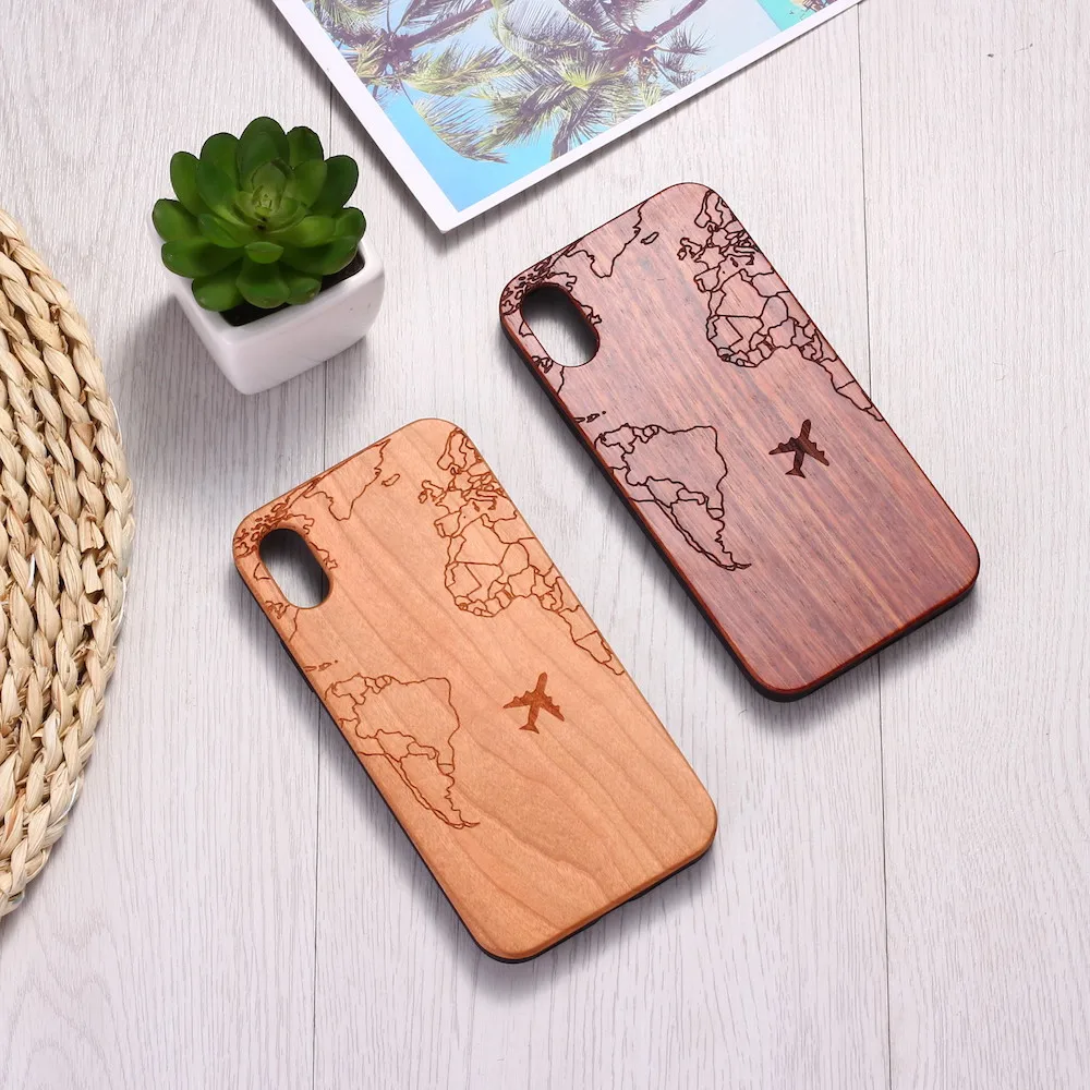Чехол для телефона iPhone 6S 6Plus 7 7Plus 8 8Plus XR X XS Max 11 Pro Max с гравировкой для паспорта, полета, путешествия, Карта мира, деревянный чехол для телефона