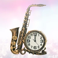 saxophone shaped alarm clock retro decorative alarm clock bedside clock for bedroom home without battery random color