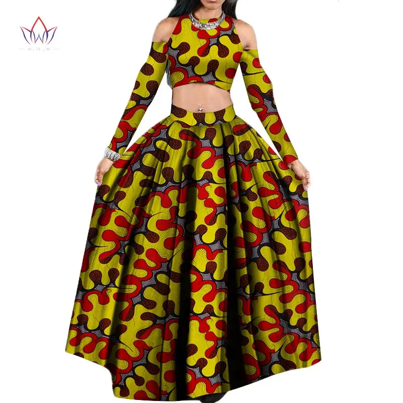 african Tradition 2 piece set women  Africa Clothing full sleeve Dashiki o-neck african wax prints for women clothing WY1024