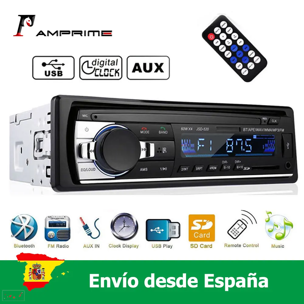 Автомагнитола AMprime с поддержкой Bluetooth USB SD AUX пульт дистанционного управления