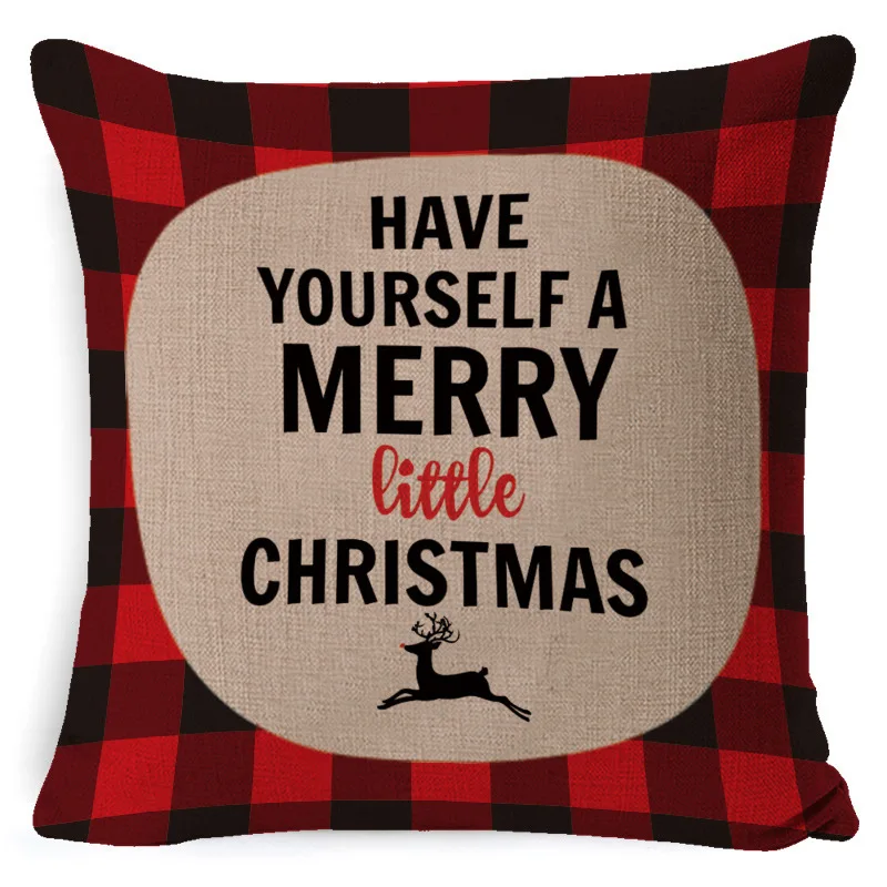 Рождественская льняная наволочка с рисунком оленя диванная подушка для гостиной