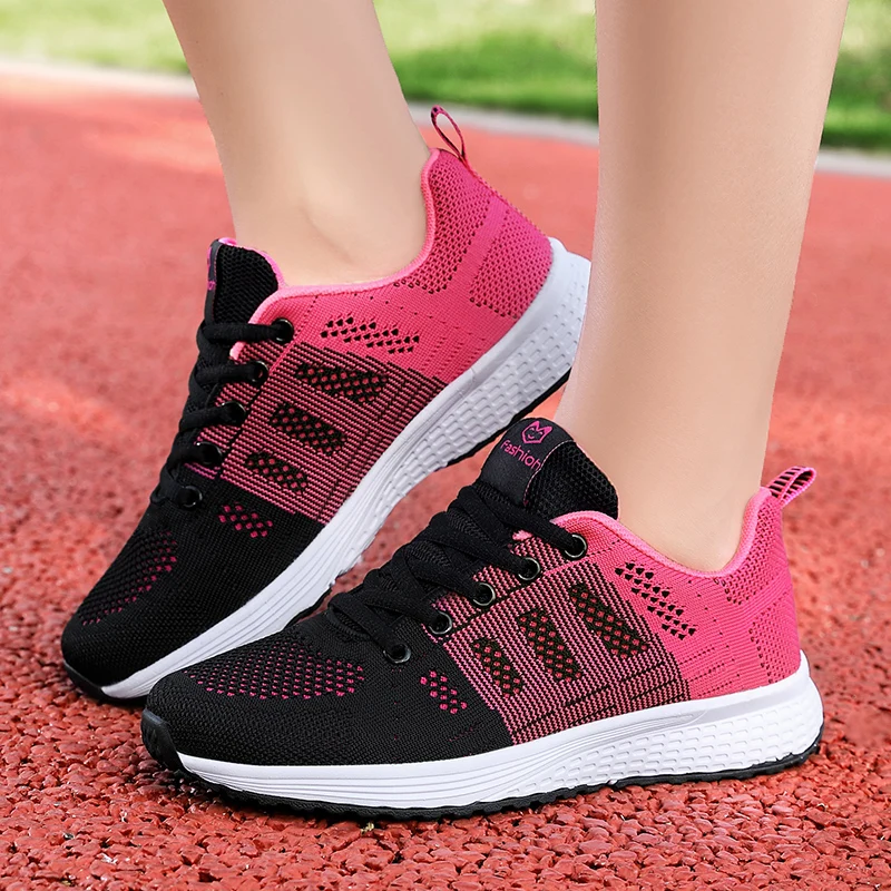 

2021 Running Shoes Women Breathable Casual Shoes Outdoor Light Weight Sports Shoes Casual Walking Platform Ladies Sneakers Black