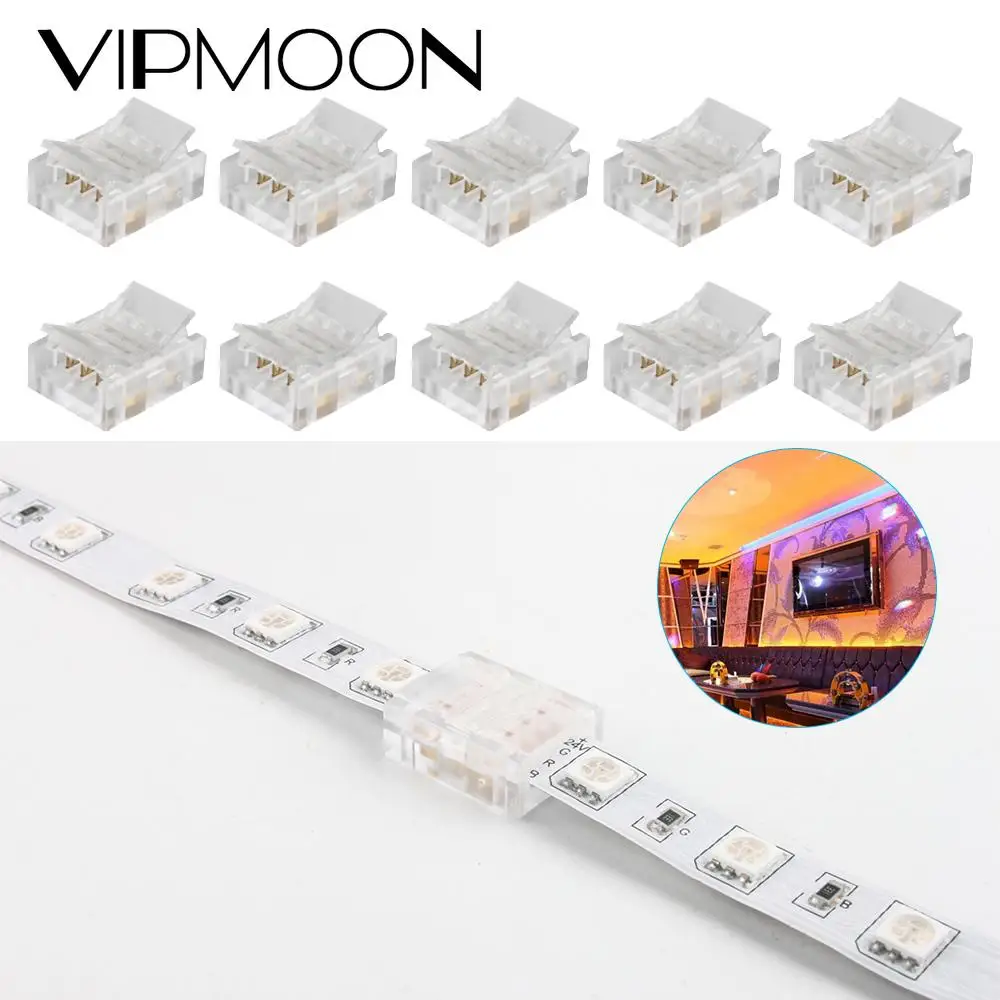 

5/10/20/50/100Pcs LED Strip Connector 4 Pin 10mm RGB Connector Free soldering Terminal Connector For 5050 3528 RGB LED Light