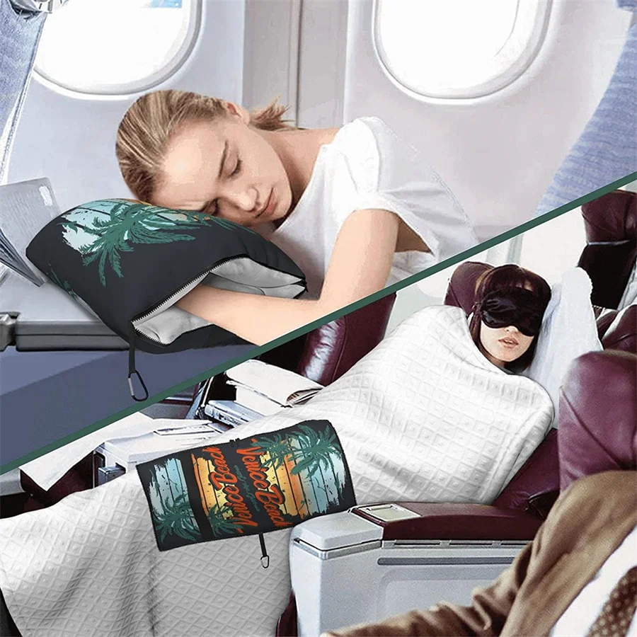 Preço Red Poppy Travel Travesseiro Cobertor Dois-em-um Mochila Cinta E Compacto Avião Saco Cintura Suporte 60x43 Polegadas