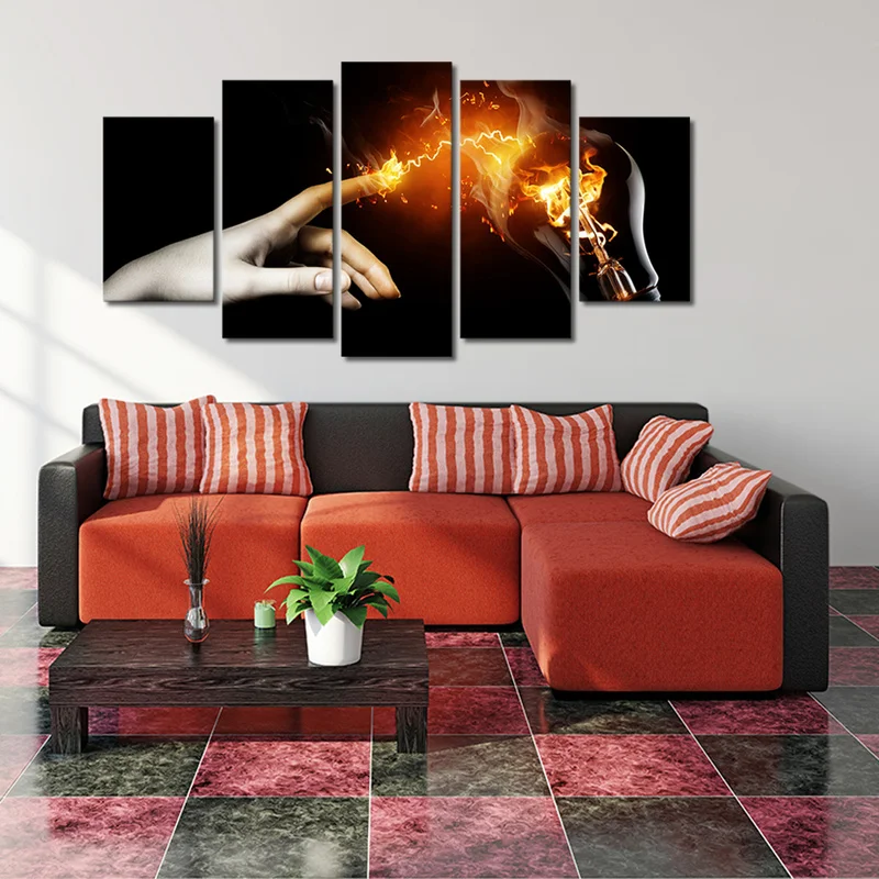 С сенсорной панелью плакат молнии Wall Art Печать холст картина 5 шт. Творческий дом