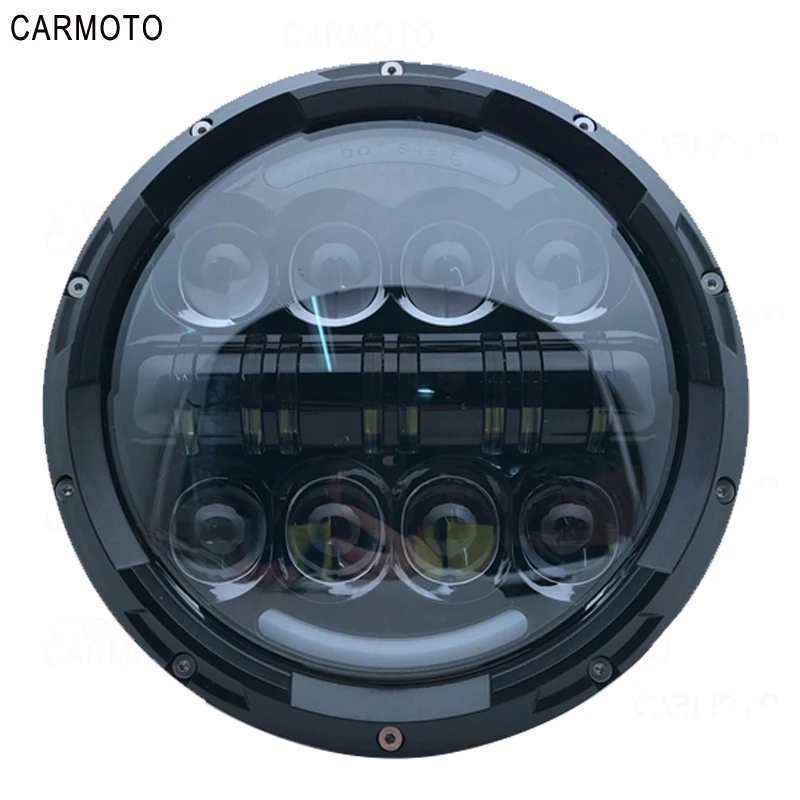 1pcs 7 Inch DOT SAE E9 Motorcycle Headlamp with angle eye Led Headlight 7inch housing bucket trim ring for Touring Electra Glide