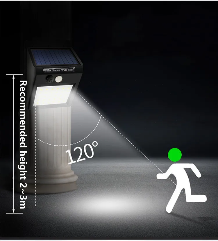 

Outdoor 100 LED Solar Light Solar Wall Lamp Waterproof Motion Sensor Garden Light Solar Powered Sunlight Street Light.