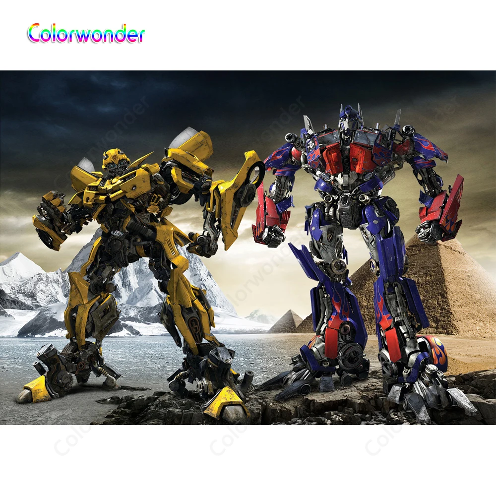Фото Желтый с красным и синим autobot Bumblebee Optimus Prime древняя Пирамида со снежными