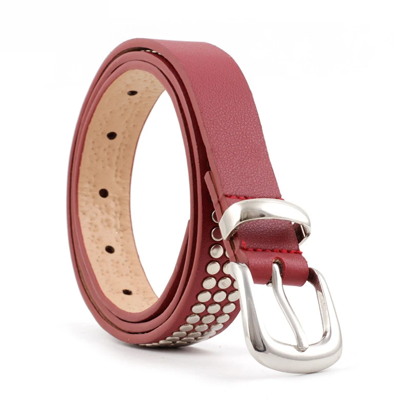 Ремень с заклепками Женский регулируемый пояс из искусственной кожи серебряной