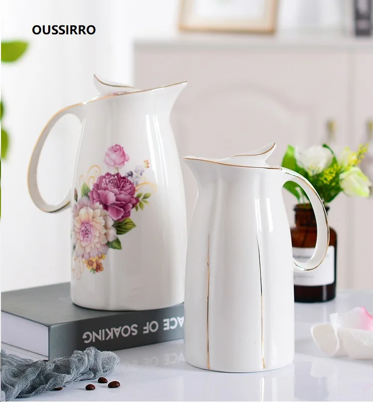

1.5L / 2L Ceramic Pitchers Water Bottles Cold Kettle No Explosion Jug Large Capacity Household Ceramic Thermos