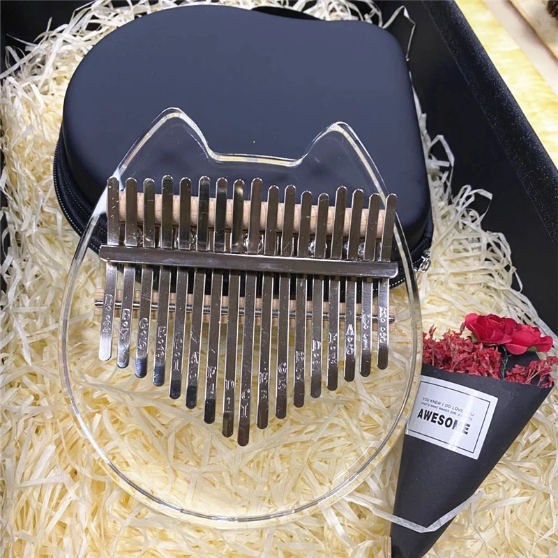 

17 Keys Kalimba Thumb Piano Transparent Crystal Finger Piano With Carry Bag Hammer Beginner Children Portable Musical Instrument