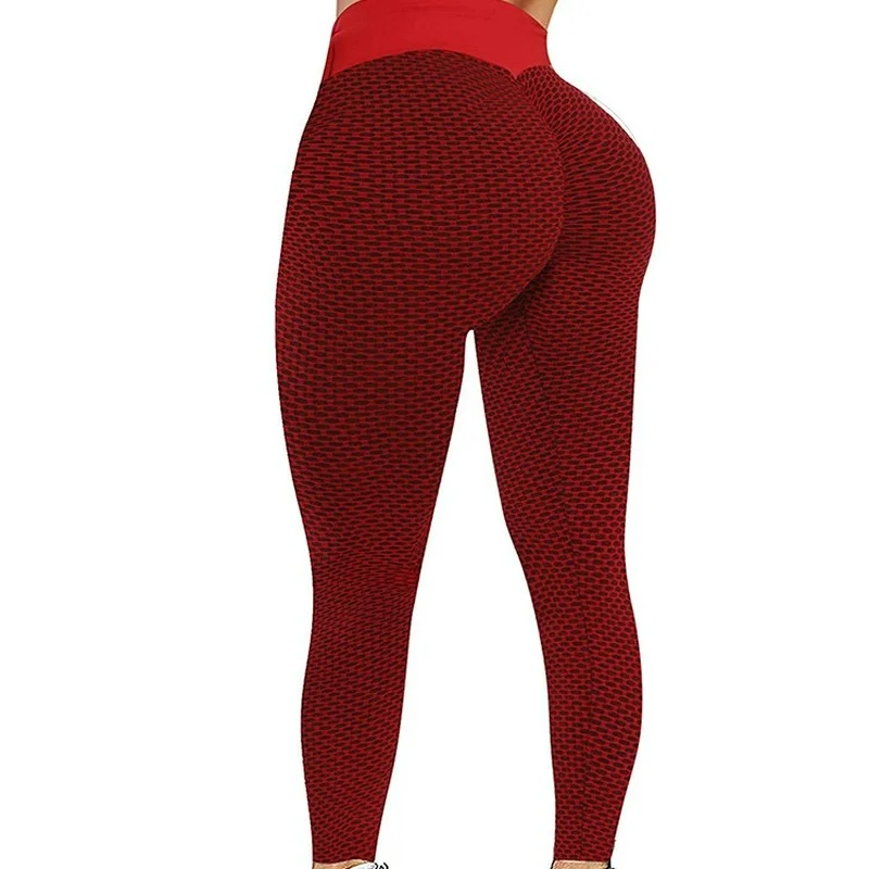 

European and American Style Bubble Honeycomb Peach Hip Pants Short Yoga Pants Hip-lifting Elastic Tight Yoga Pants Women