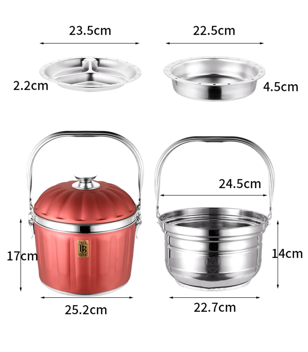Толстый кастрюля из нержавеющей стали 304 для супа без огня 7 5 л обеда большой