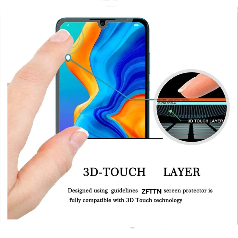 Pel&iacute;cula protectora de vidrio templado para Huawei P30, Protector de pantalla de cobertura completa, Ultra delgada, dureza 9H, HD-3