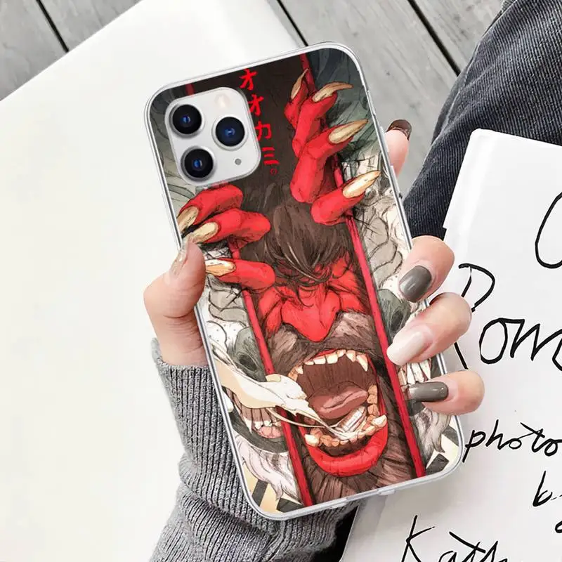 Japanese Oni Hannya Demon Mask Transparent Mobile Phone Cover For IPhone 12 11 Pro Max Xs X Xr 7 8 6 6s Plus Se 2020 Clear Case