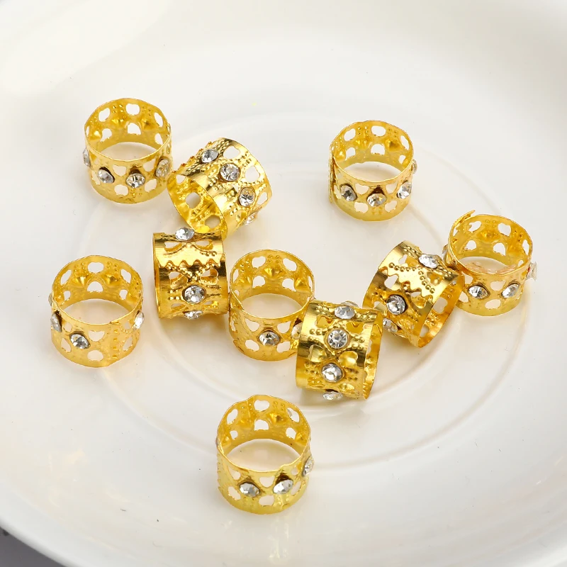 10 шт. 13 мм золотые стразы для волос дреды косички бусины кристалл регулируемая