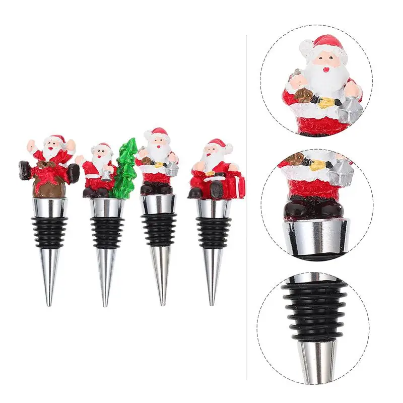 

2pcs/4pcs Christmas Wine Bottle Stoppers Aluminum Alloy Wine Bottle Corks Bottle Sealers For Christmas Party Decoration