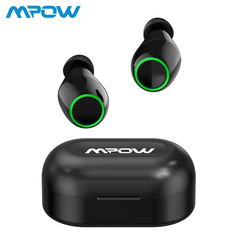 Black Mpow T6 обновленный TWS беспроводной Bluetooth 5,0 наушники ipx7 водонепроницаемый 40h время воспроизведения для iPhone 11 Xs Xr huawei samsung S10 S9 - Цвет: Black