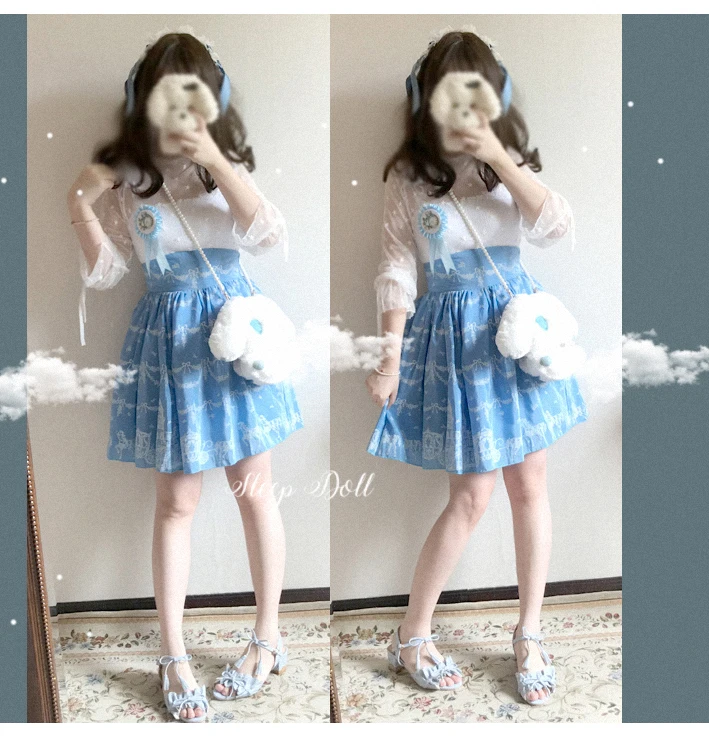 В Корейском стиле новые летние Для женщин замок юбка с высокой талией Kawaii молодая