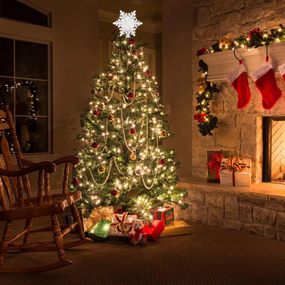 Рождественская елка Топпер звезда освещенная 3D Блестящий серебристый