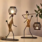 Металлический Подсвечник в скандинавском стиле, креативный подсвечник для маленького человека, фигурки ручной работы, украшение для дома, художественный подарок, для бара Вечерние