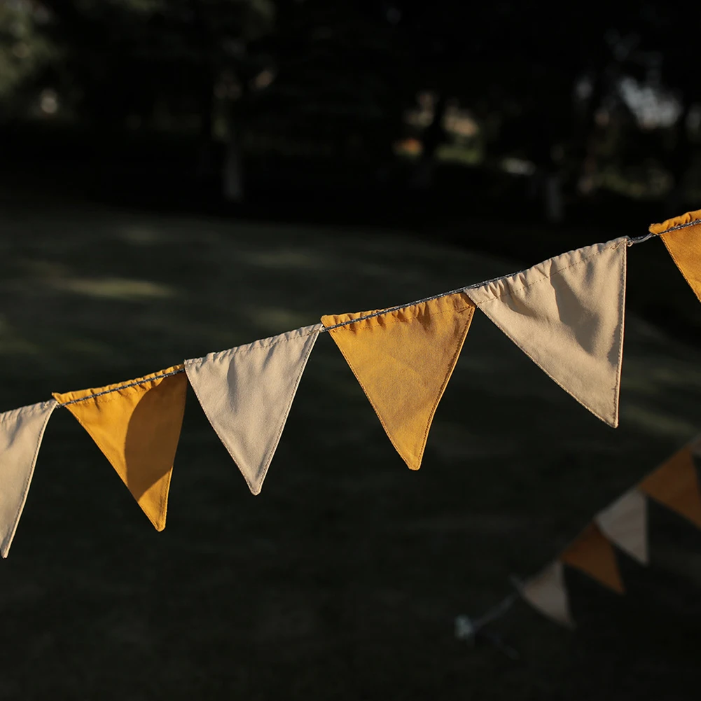 

Outdoor Canvas Fabric Bunting Pennant Flags Banner Garland Triangular Flag Outdoor Camping Atmosphere Decoration